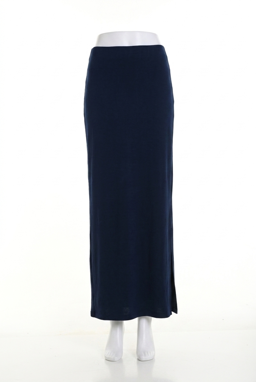 NEW FRANK LYMAN high waist pull on pencil maxi skirt in midnight